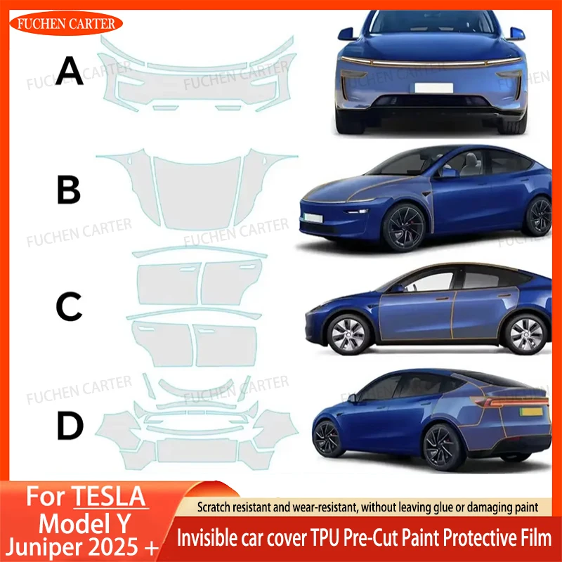 

For Tesla Model Y Juniper 2025 Scratch Resistant TPU Invisible Car Body Pre-Cut Paint Protection Film Car Clear PPF Kit Sticker