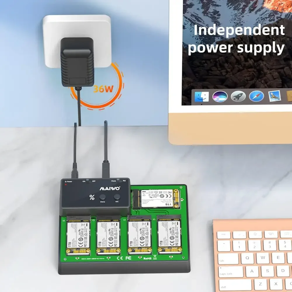 MAIWO 5 Bay mSATA SSD estación de acoplamiento USB3.0 MSATA SSD caja compatible con 1 a 4 adaptador clon sin conexión con indicador LED