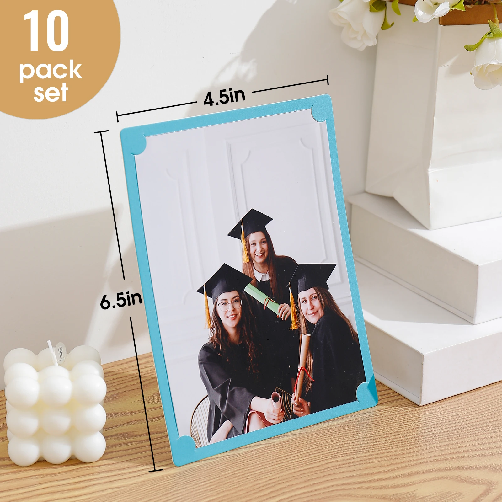 10Pcs Paper Photo Frame Simple Color Cardboard Picture Frame Set