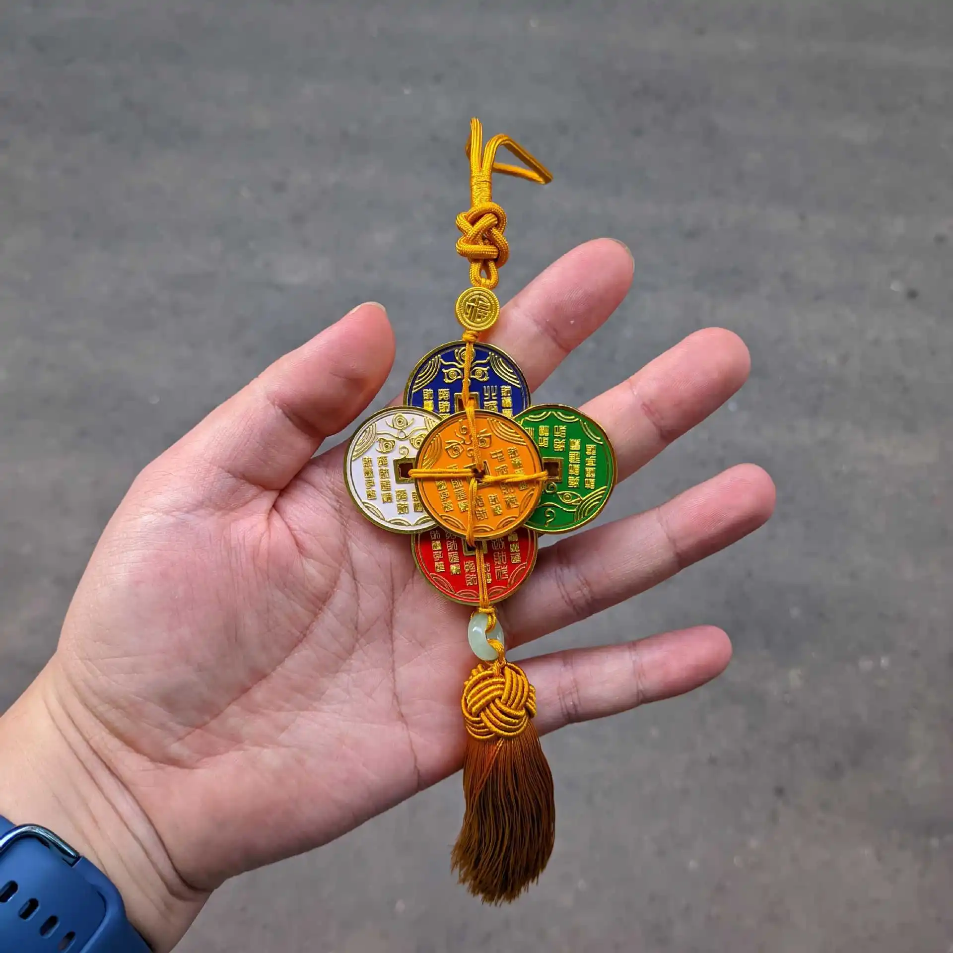 Five Wealth Gods Car Pendant Lucky Copper Coin Five Emperors Coins Home Feng Shui