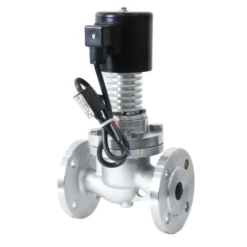 Stainless Steel 304 316 Explosion-Proof Steam High Temperature with Cooling Rib AC220V DC24V Flanged Solenoid Valve