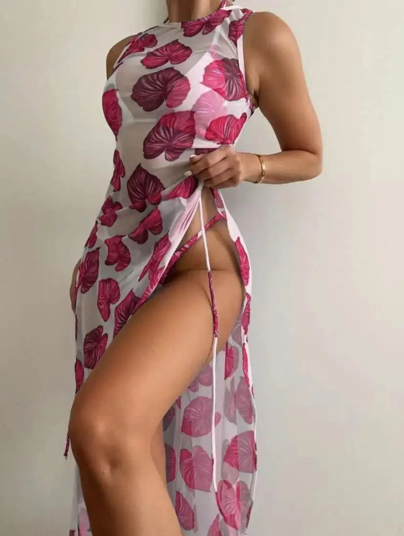 2023 venda quente sexy club wear 3 peças maiô mulher de luxo sexy meninas biquíni conjunto com saia de praia maiô feminino multi cores