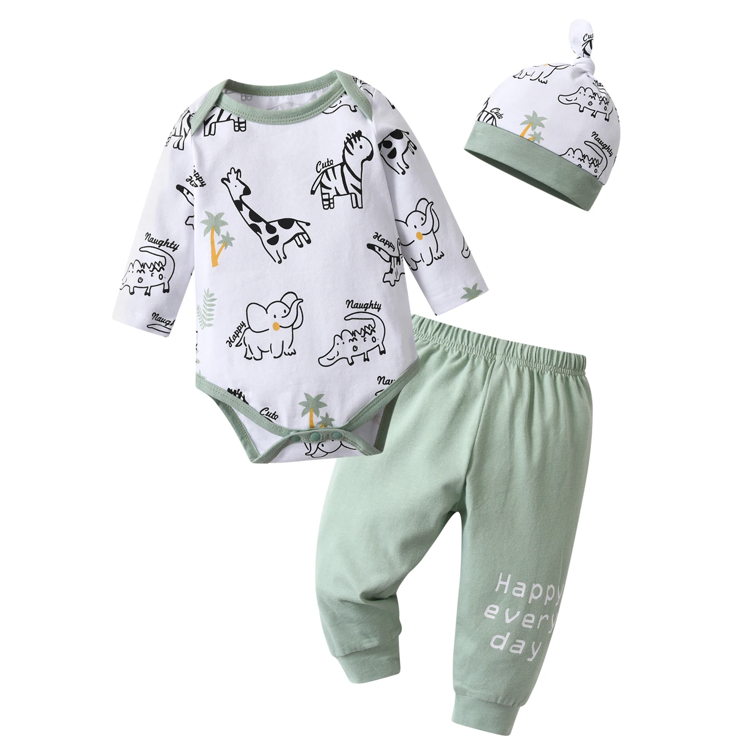 Newborn Baby Boy Cute Animal Print Clothes Set