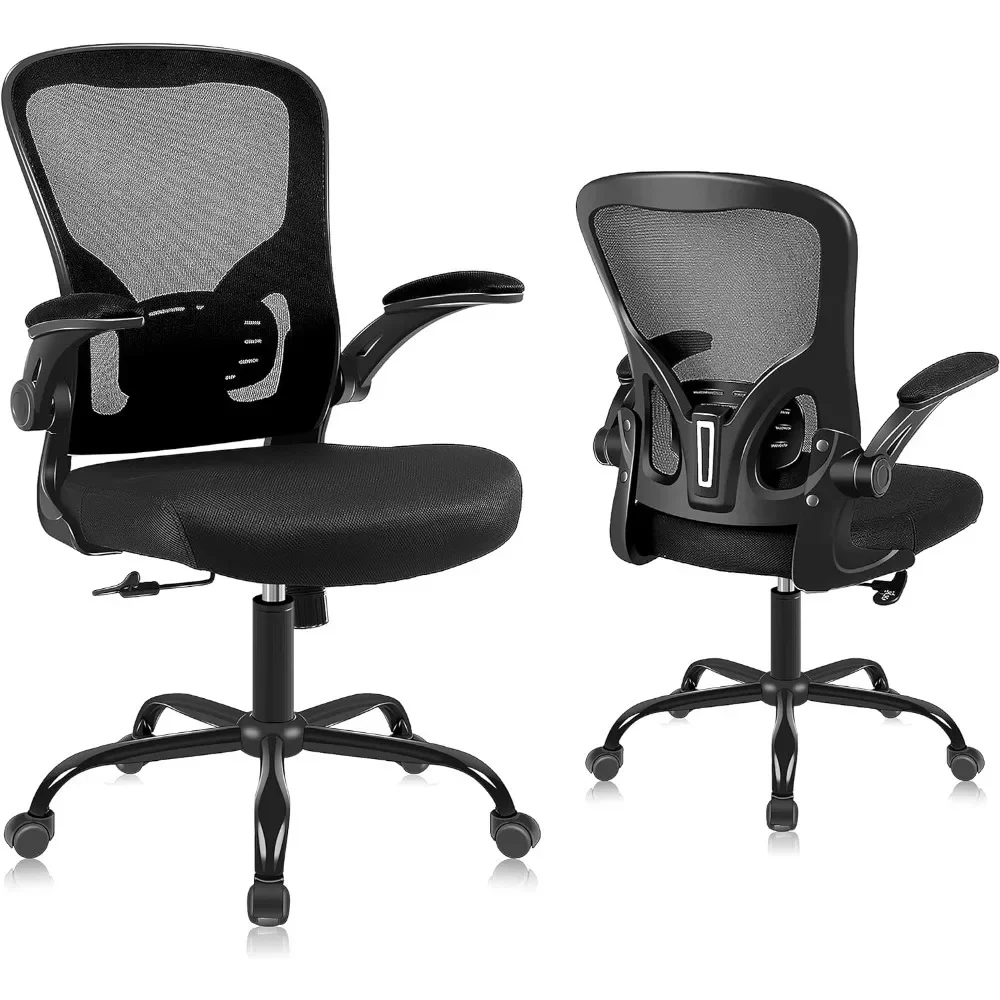 

Breathable mesh rotating office chair, waist support task chair, administrative roller chair with wheels and flipping arms