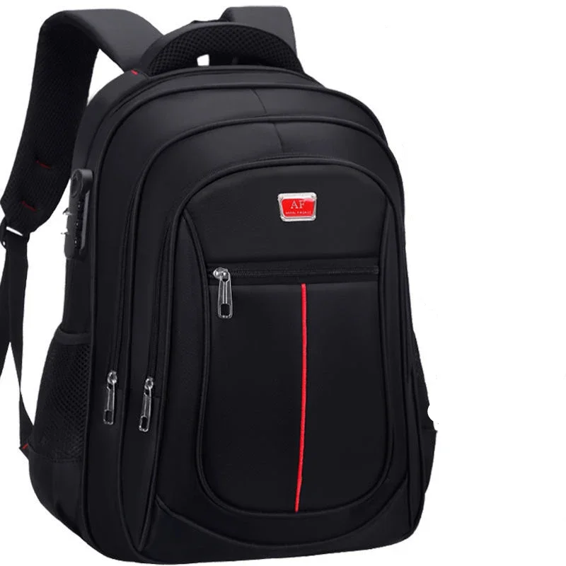 2024 New Student Schoolbag Burden Alleviation Backpack Men Large Capacity Travel Computer Bag Lightweight Black Laptop Package