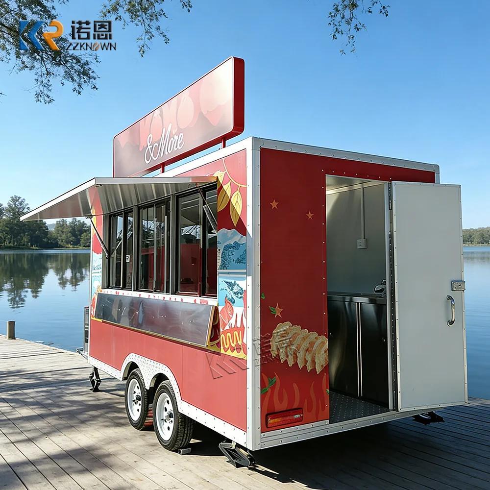 Mobile Commercial Street Snack Fast Food Truck BBQ Street Kitchen Trailer Concession Luxury Pizza Food Trailer With Full Kitchen