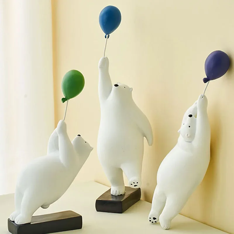 

Nordic Home Decor Ornaments Cute Bear Sculpture Arts Crafts Living Room Bedroom Tabletop Decor Figurine Modern Room Decorations