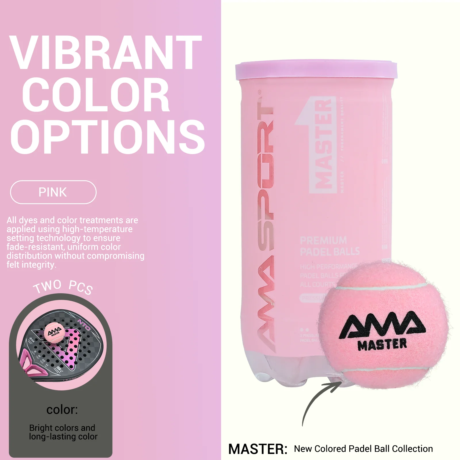 

AMASPORT Professional Padel Paddle Training Colored Ball Collection 2Pcs Match Balls High Elasticity Resistant Durable Excesice