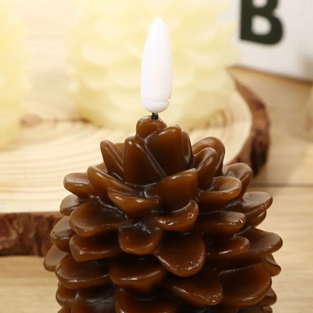 จําลอง Pine Cone เทียนแสงสีอบอุ่น Reusable เทียน LED ปลอดภัย Flameless เทียนอิเล็กทรอนิกส์ห้องนอน