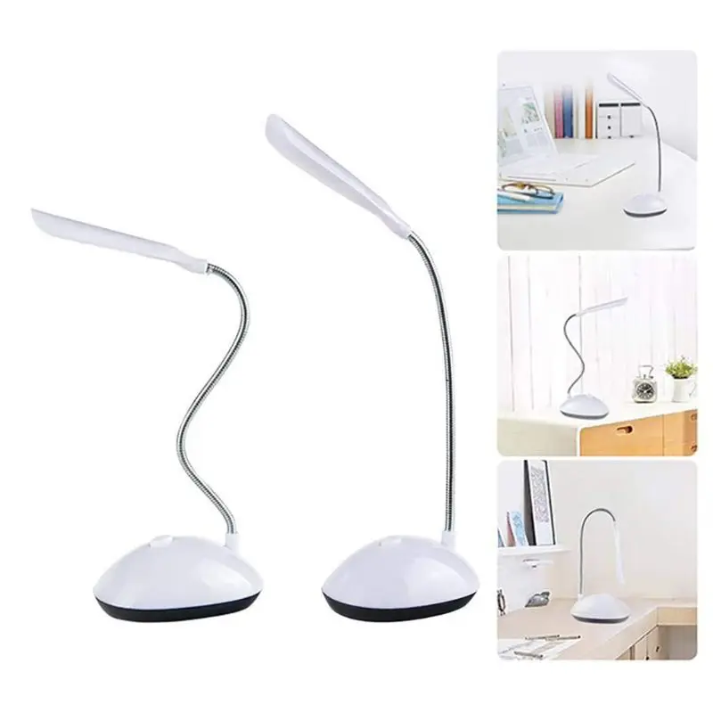 Mini lampada da scrivania a LED alimentata a batteria rotazione a 360 gradi tubo flessibile a collo cigno regolabile protezione degli occhi tavolo da studio lettura luci notturne