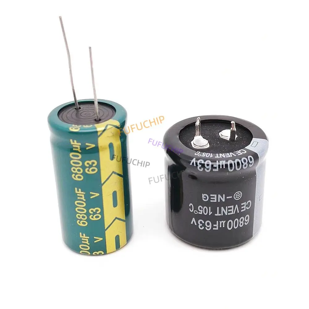 2 Chiếc Chất Lượng Tốt 63v6800uf Xuyên Tâm Nhúng Nhôm Tụ Điện Điện Phân 63V 6800Uf Dung Sai 20% Kích Thước 30X30 22x40mm20%