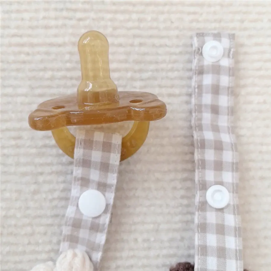 Fabric Short Pacifier Chain Knitted Flower Pacifier Chain Small Month Old Short Hanging Rope