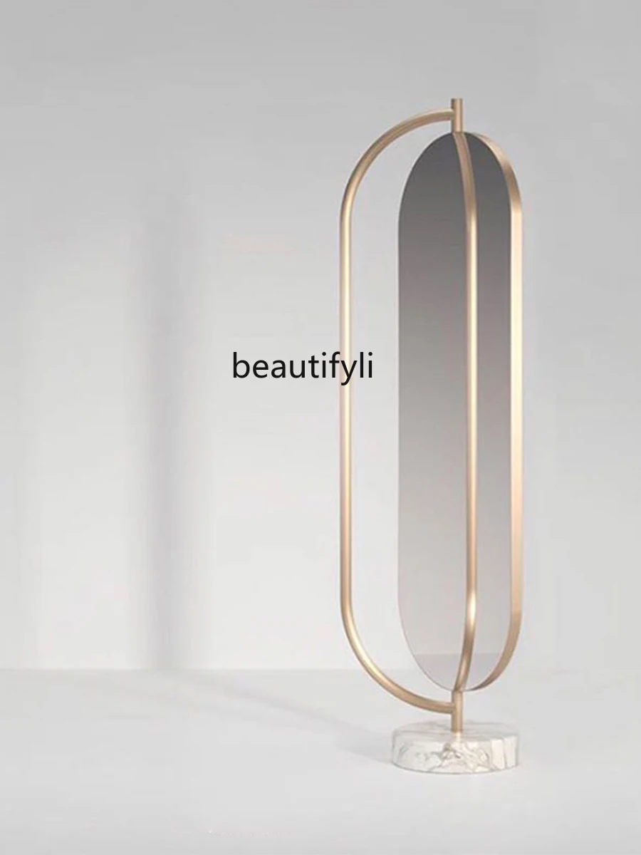 Mid-Ancient Light Luxury Floor Mirror Makeup Full-Length Mirror Nordic Home Girl Bedroom Rotating Wall Dressing Mirror