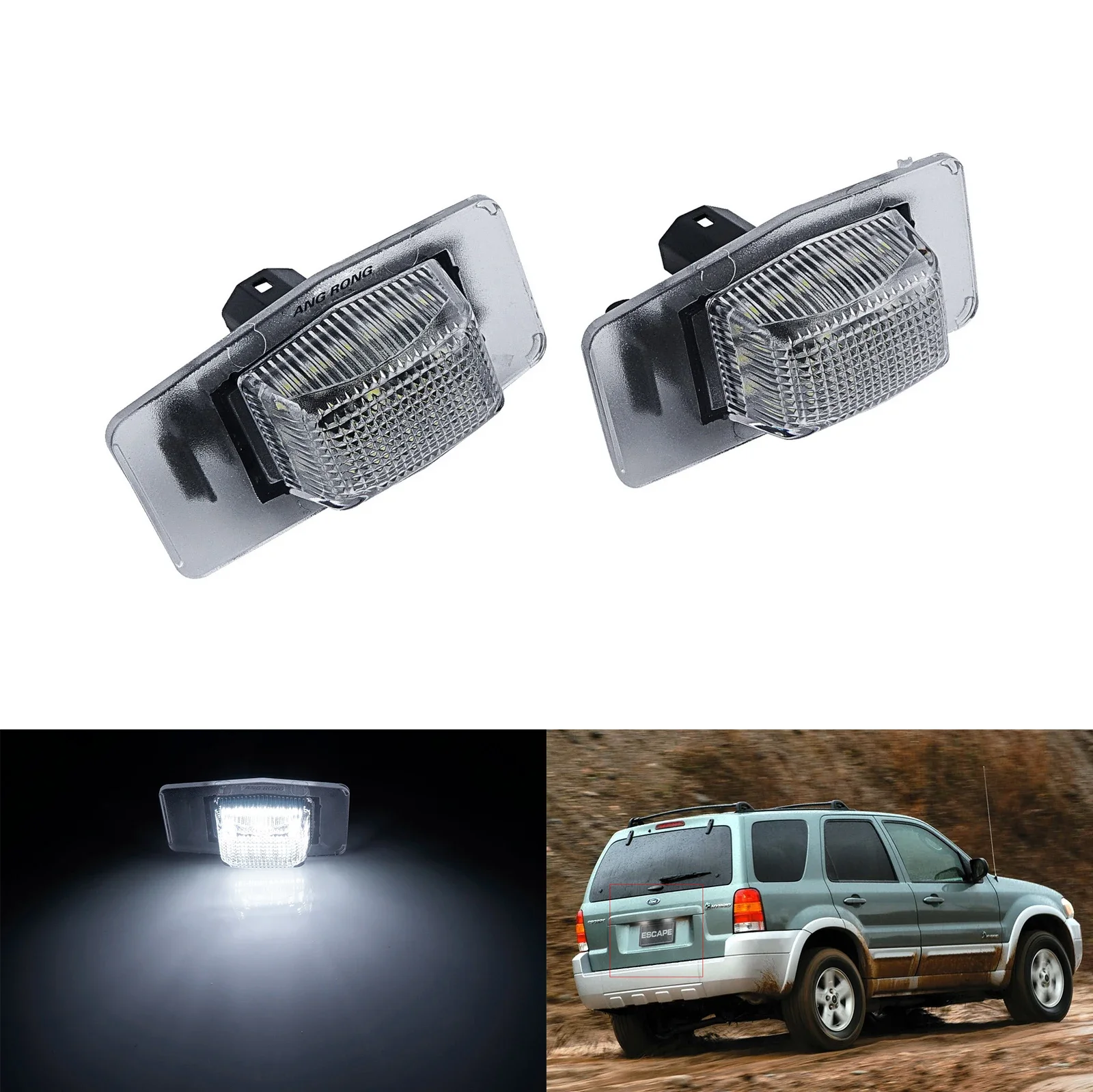 

ANGRONG 2X LED License Number Plate Light For Mazda 323 MX-5 Miata Roadster MPV MK 2 98-05