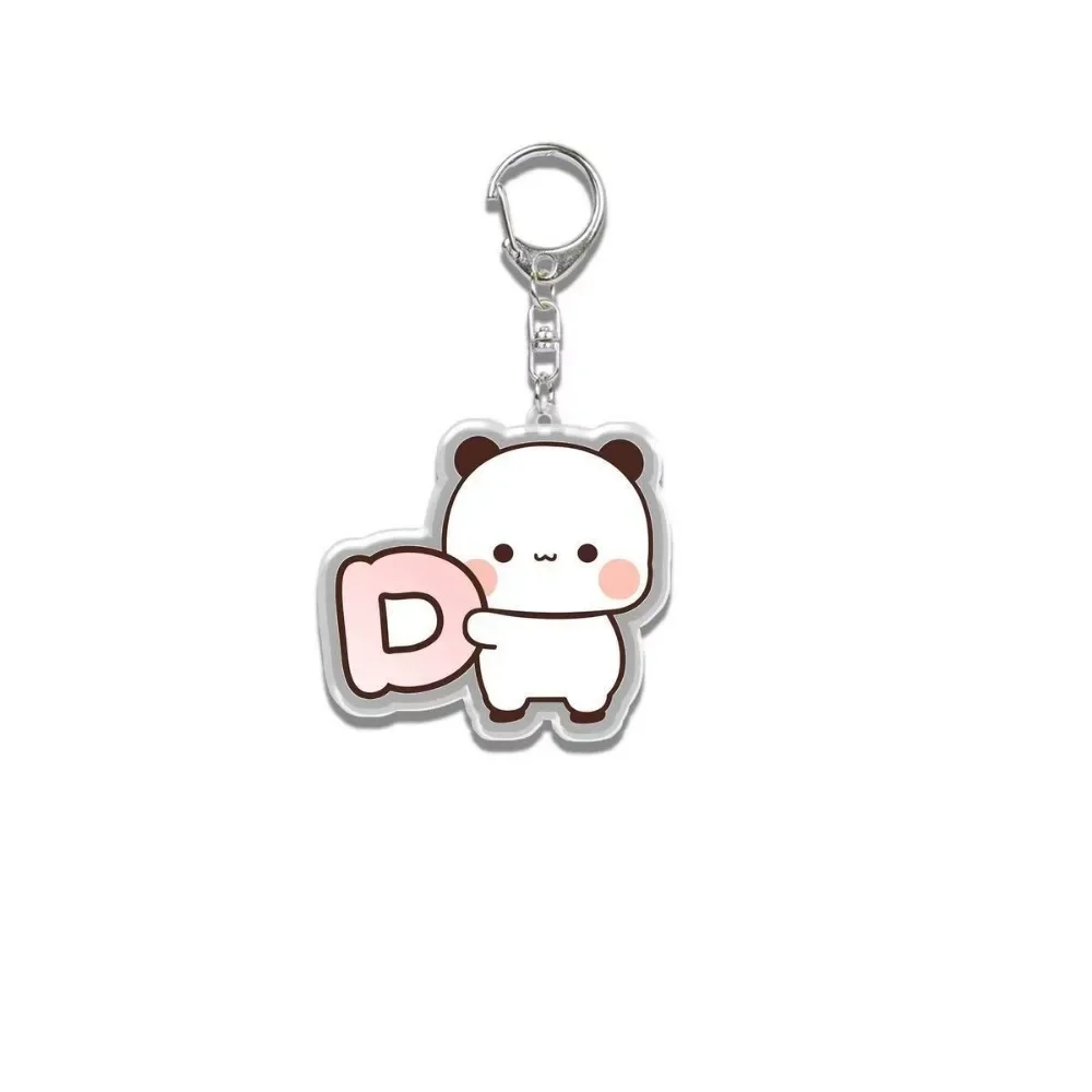 Naughty Dudu Polar Bear Key Chain 26 English Alphabet Letter Keychain Cartoon Bear Panda Couple Keyring Bag DIY Jewelry Gifts