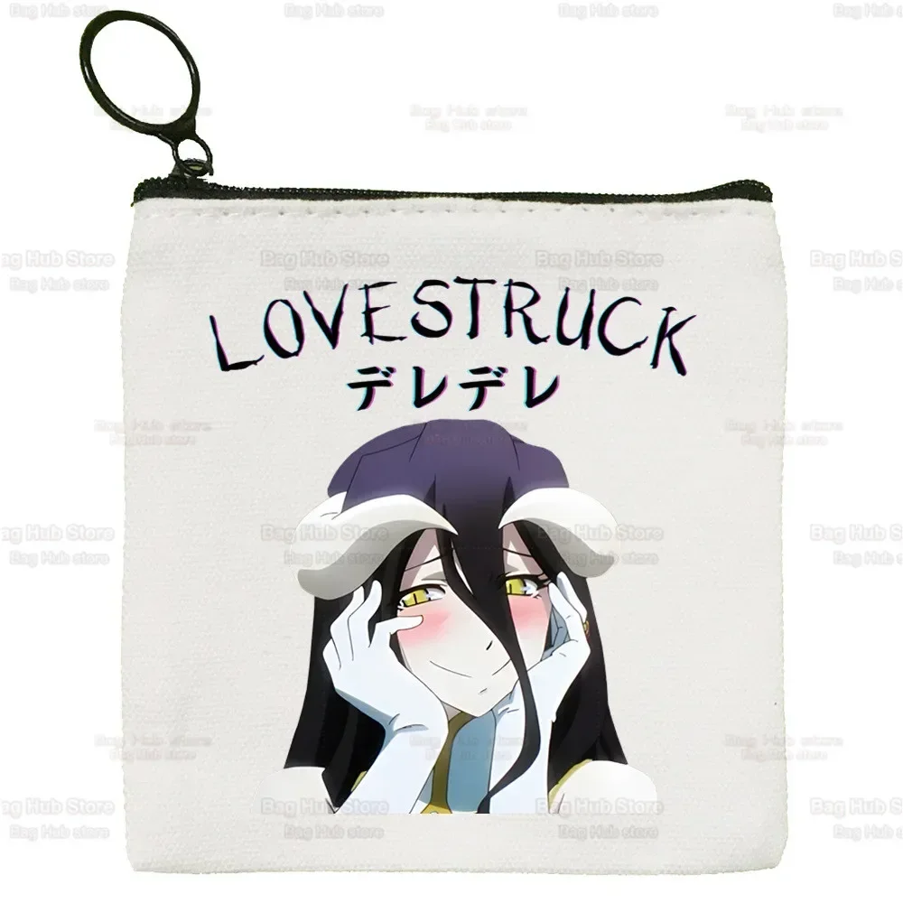 Overlord Anime Canvas Coin Purse Custom Logo Ainz Ooal Gown Storage Pouch Albedo Canvas Bag Momonga New Coin Bag Key Coin Purse