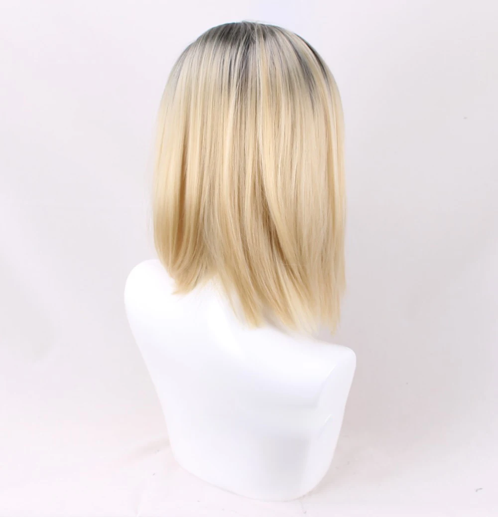 할로윈 처키의 신부 여성 티파니 가발 금발 옴버 블랙 헤어 중간 가르마 제니퍼 틸리 코스프레 가발 + 가발 모자