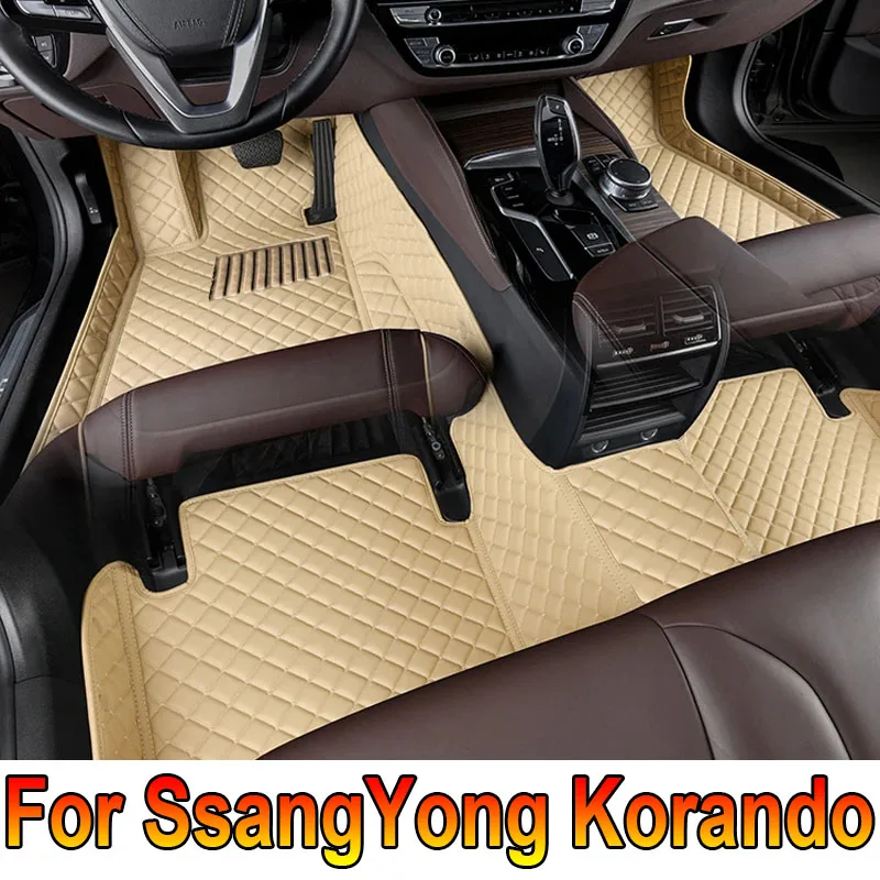 Car Floor Mats For SsangYong Korando C New Actyon C200 2010~2019 Luxury Auto Mat Set Rugs Protective Pad Carpets Car Accessories