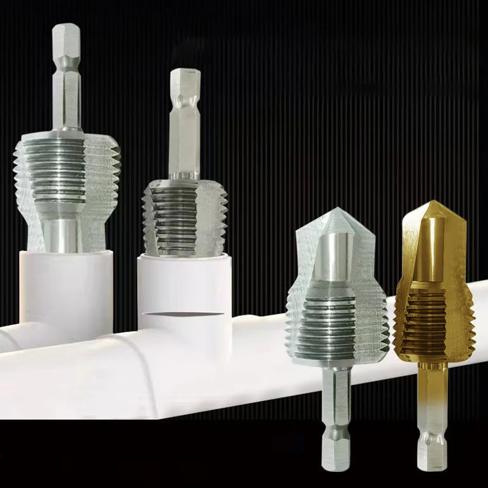 PPR Lifting Stepped Drill Bit,Hexagon Shank Water Pipe Connection Tool 3-in-1 Three-Blade Thread Drill Bit Power Tools