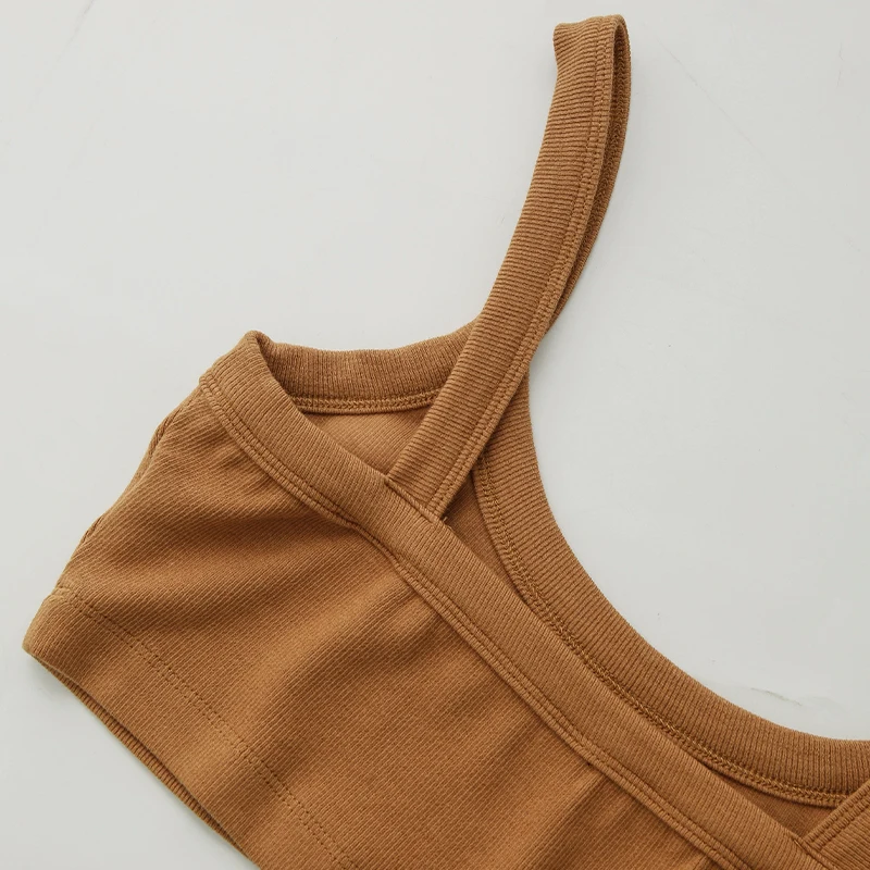 Gestrickte Baumwolle Frauen Rohr Top Stretchy Rippen Ärmellose Streetwear Schlank Weiß Crop Tops Sexy Sommer Tops Cami Femme – Detail 18