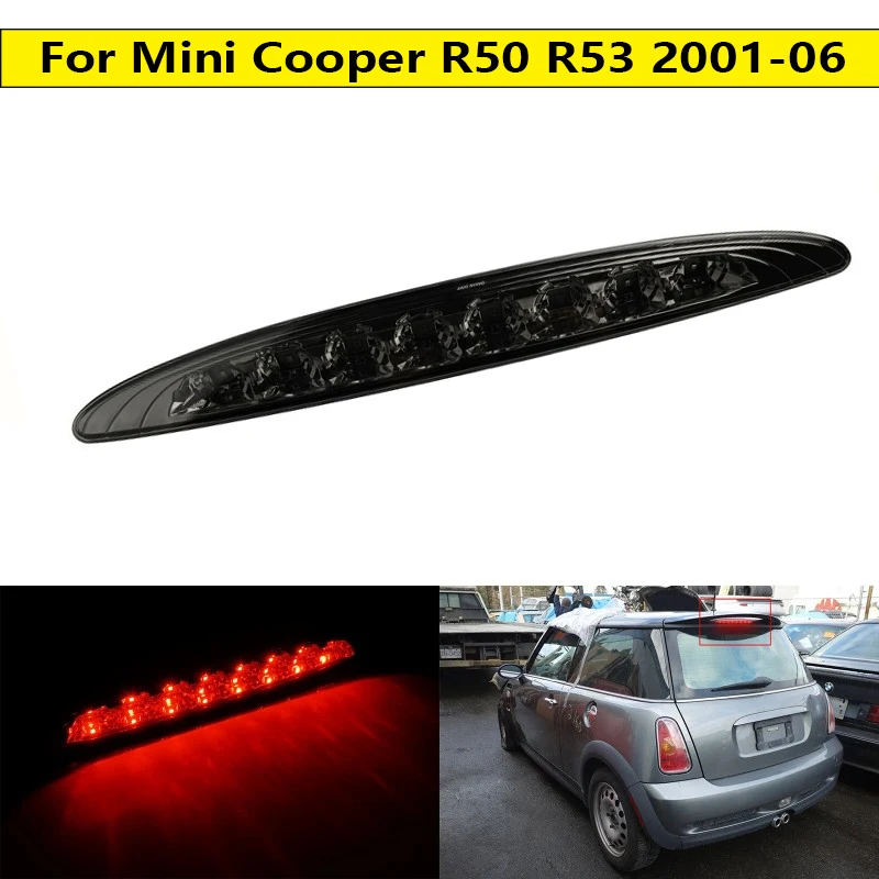 12V DC LED 3rd Third Rear Brake Stop Light Black/Red For BMW Mini Cooper Hatch R50 R53 2001 - 2006 63256935789 63256920352