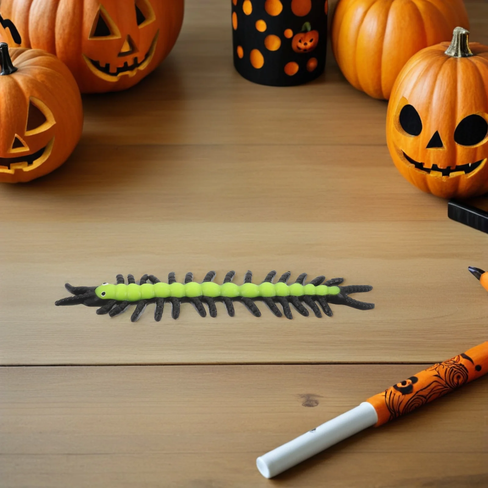 12 pçs simulação de halloween centopéia flexível elástico assustador falso inseto brincadeira adereços festa favores alívio do estresse