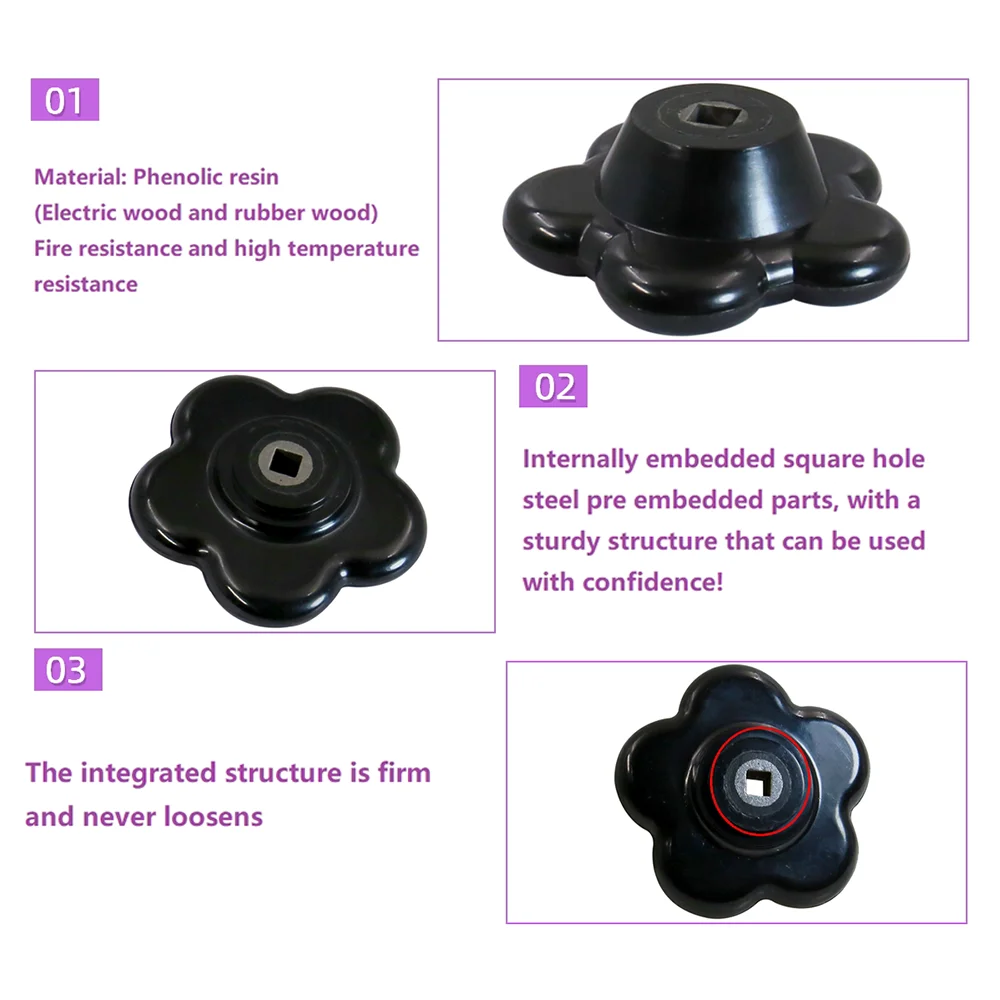 1Pc 6x6mm 8x8mm Cam Type Knob with Square Hole M6 M8 M10 High Low Pressure Valve Handle Butterfly Plum Switch Handle Black Blue