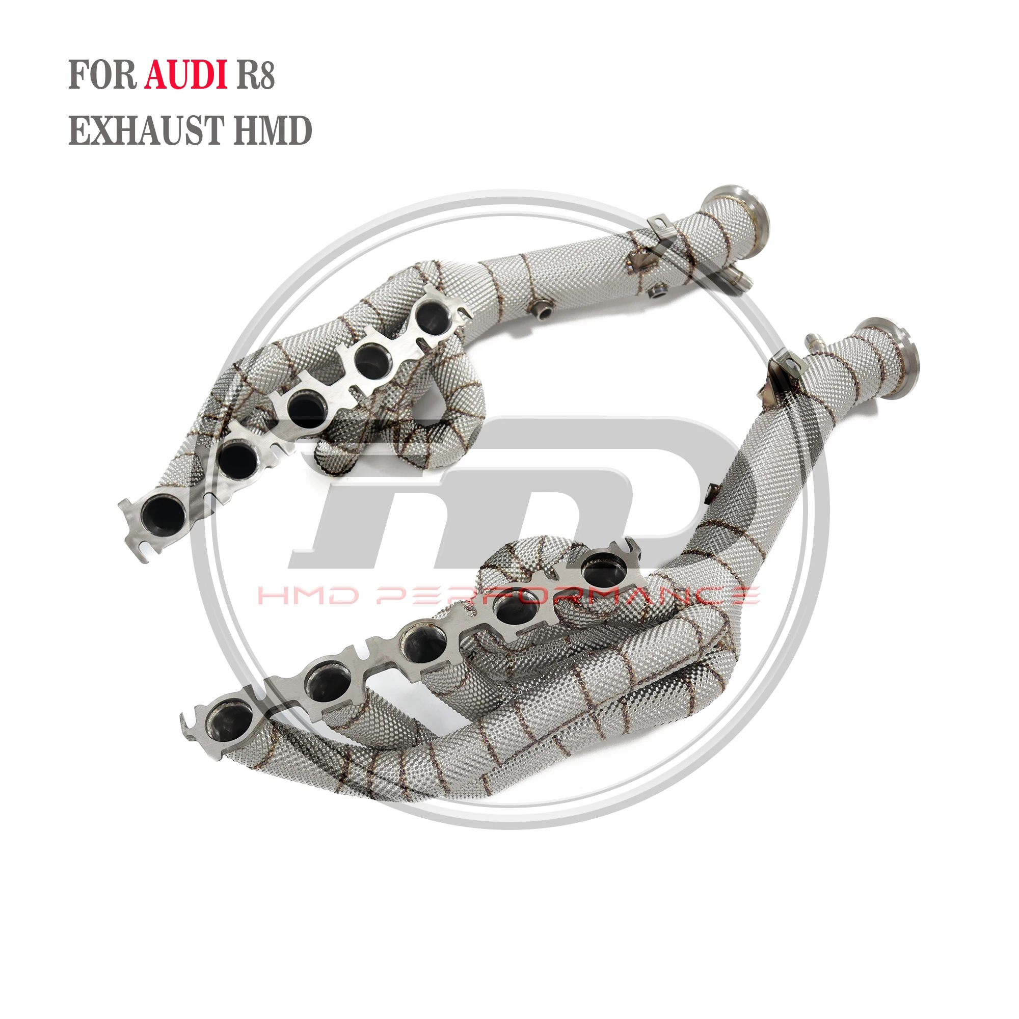 HMD Exhaust System High Flow Performance Headers for Audi R8 V10 5.2L 2020+ With Heat Shield Racing Pipe OPF Version