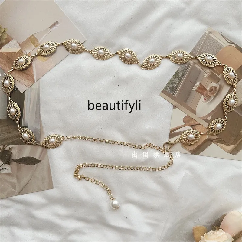 Pearl Metal Waist Chain Women's Decoration with Skirt Versatile Belt Sweater Dress Decoration