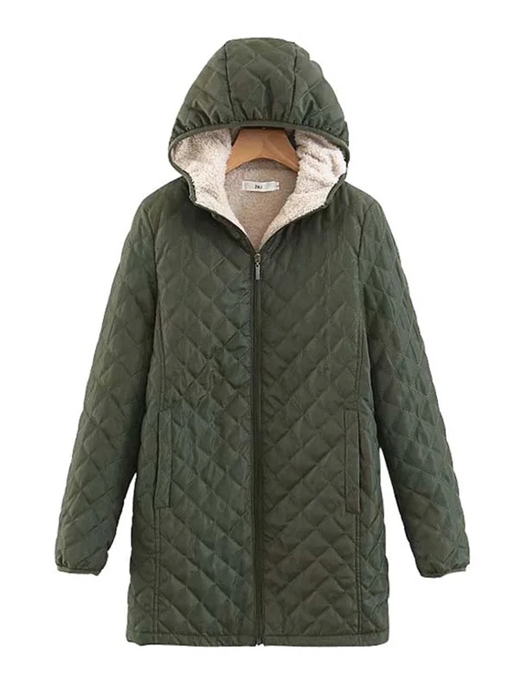 Women Winter Clothes Hooded Ladies Quilted Coats Elegant Fashion Cotton Padded Long Parkas Thick Warm Velvet Jackets Outerwear