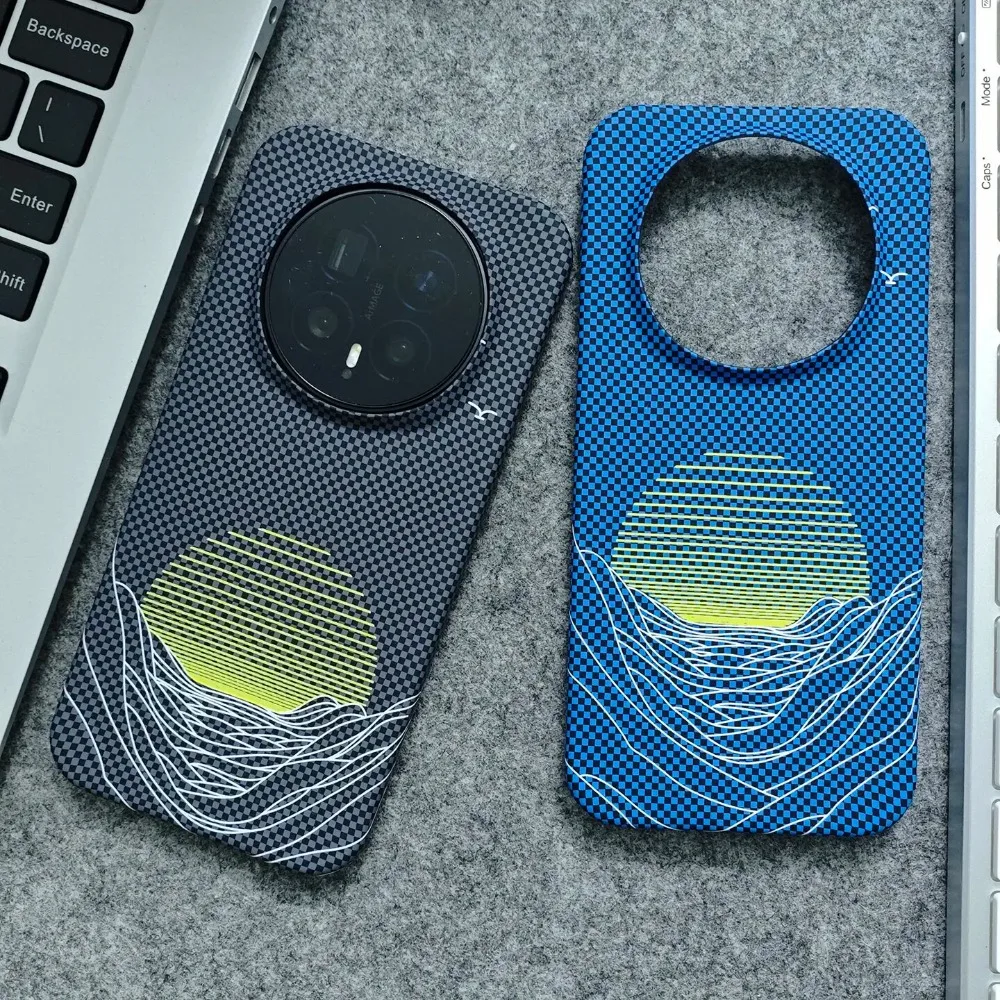 Carcasa de teléfono sin bordes de plástico con patrón de alpinismo de fibra de carbono y Kevlar Sunrise and Moonfall para Honor Magic 8 7 6 Pro Protect Cover