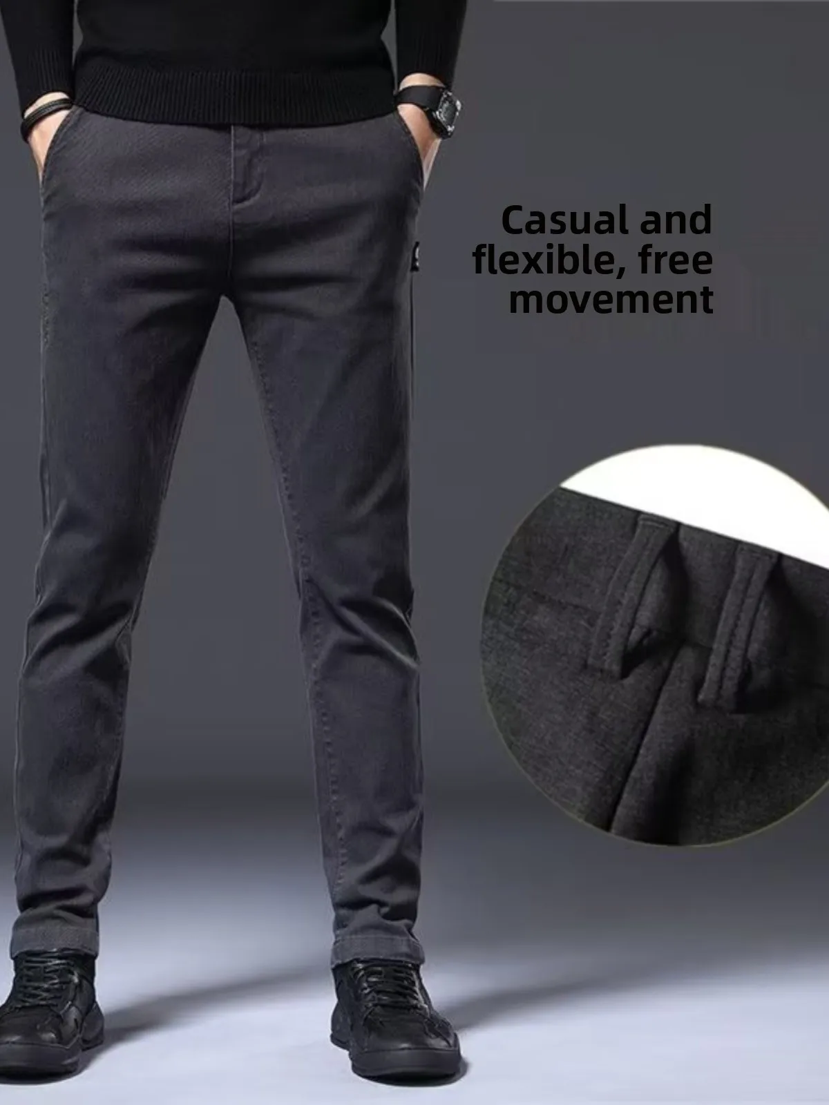 Heren casual losse elastische jeans rechte pijpen lange broek herfst winter faion trend jeugd midden taille alle match losse pasvorm