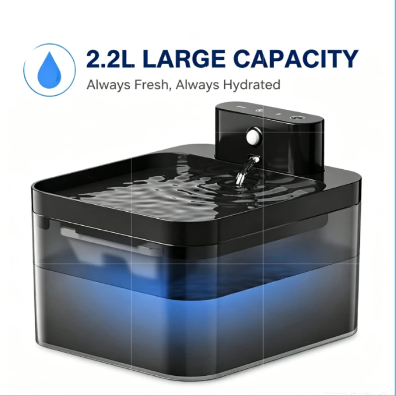 Wireless Charging Cat Fountain Operated Automatic Pet Drinking Water With Motion Sensor Dog Cat Water Dispenser Bowl