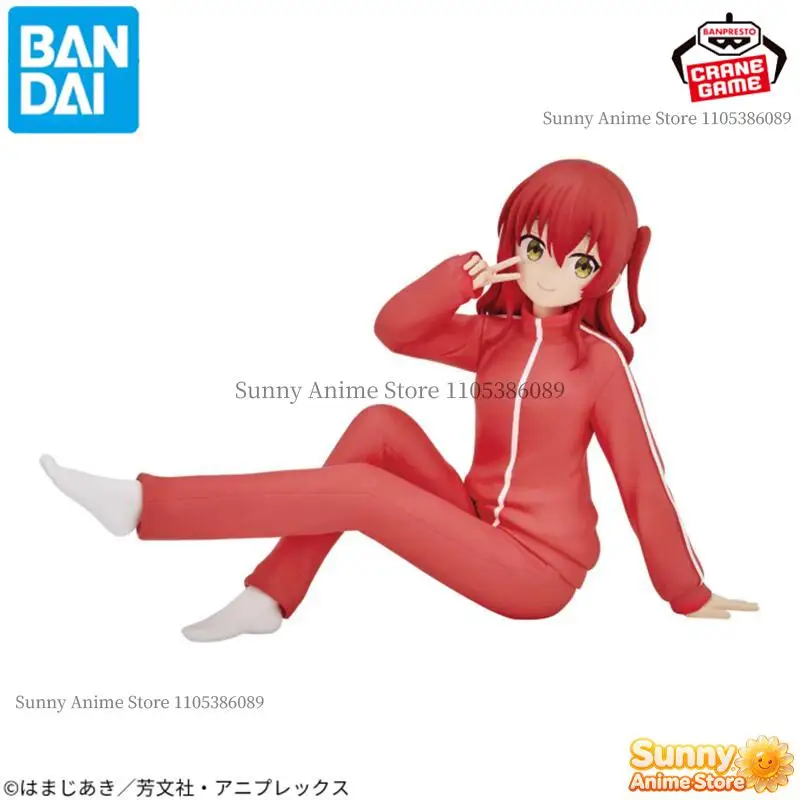 Bandai Original Banpresto Bocchi The Rock! Ikuyo Kita Red Tracksuit Sitting Relax Action Figures Anime Cartoon Dolls Models Toys
