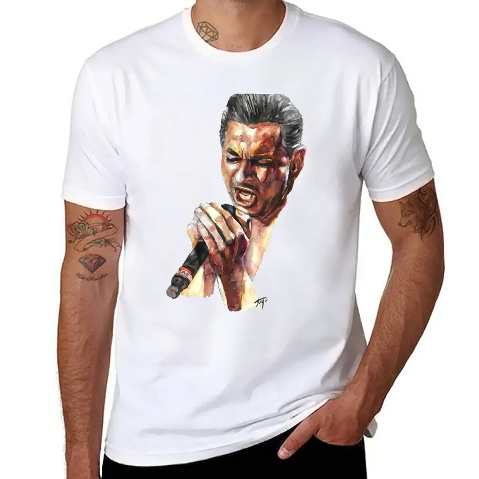 Dave Gahan Watercolor T-Shirt cute clothes new edition heavy weight t shirts for men