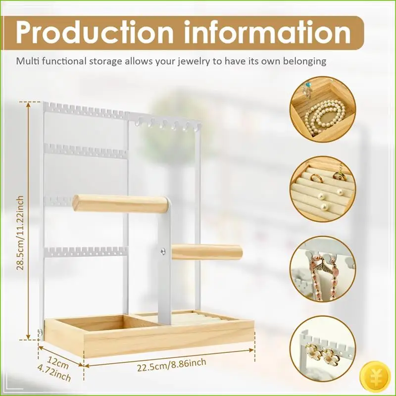 4 Tier Jewelry Organizer Stand - Rings & Bracelets On Dressing Tables Countertops