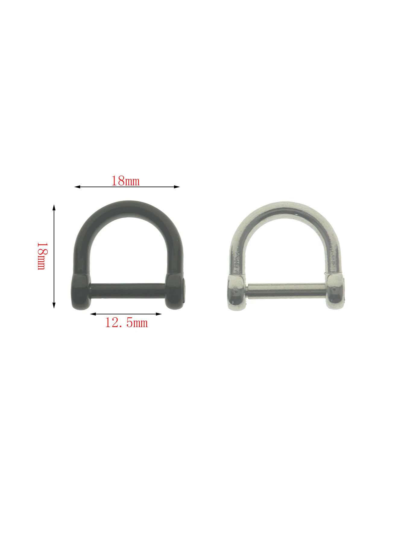 mirror polished silver jet black  small 0.5inch stainless steel Screw lock U D Shackle Joint Connector FOB KeyChain DIY hooks