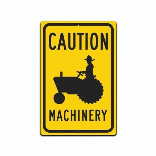 

Tin Sign Caution Tractor Machine Crossing Rustic METAL NOVELTY Garage Man Cave