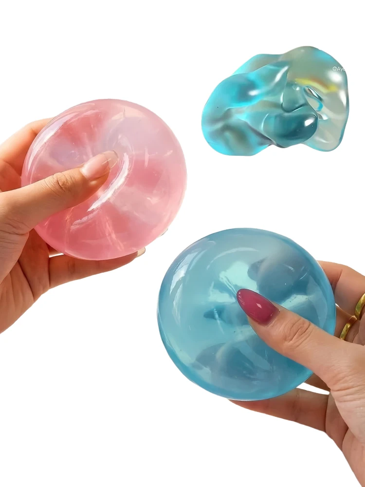 Blaues Maltose-Squishy-Fidget-Spielzeug, transparentes Kokosöl-Maltose-Quetschspielzeug, lustiges Anti-Stress-Sensorikspielzeug für Erwachsene, Geschenke