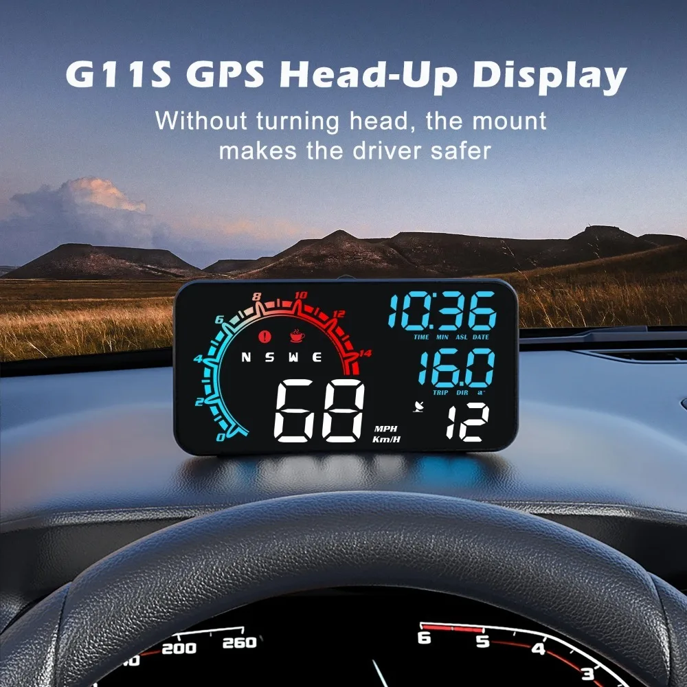 Multi functional GPS speedometer, car universal HUD, head up display, GPS overspeed warning, Mileage measurement, USB charging