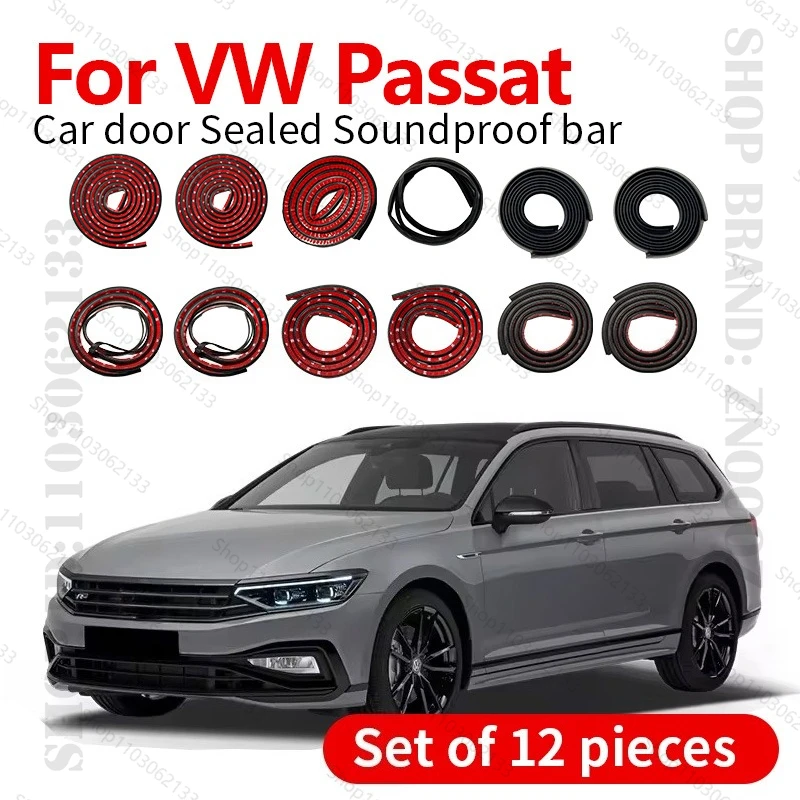 

For VW Passat MQB/B6 Car Door Seal Strip Rubber Double Layer Sealing Protector Soundproof Strip Dustproof Seal Strip 12PCS Set
