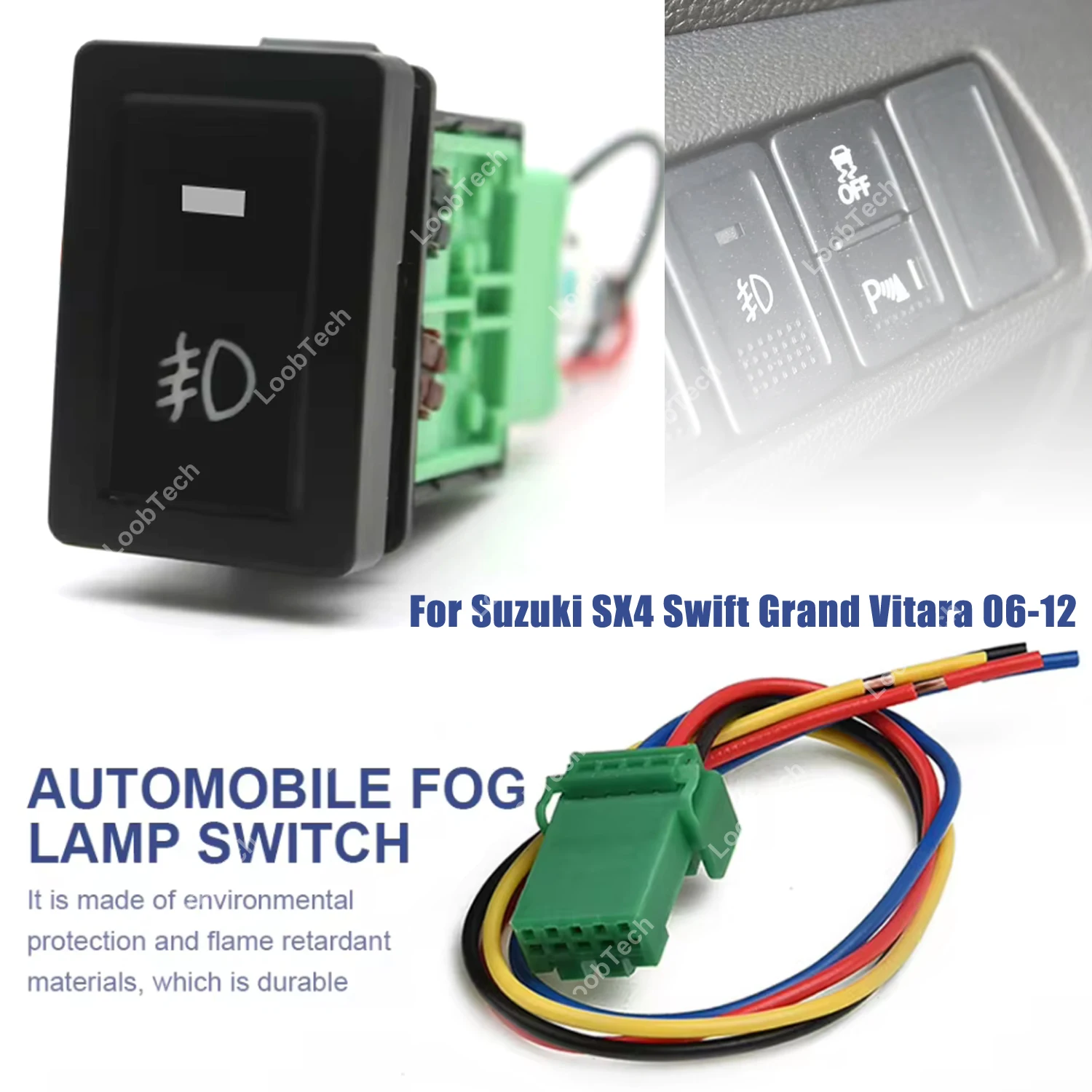 

Fog Light Switch For Suzuki SX4 Swift Alto Grand Vitara 4-Pole 12V Fog Lamp Push Button w/LED Background Switch Controller