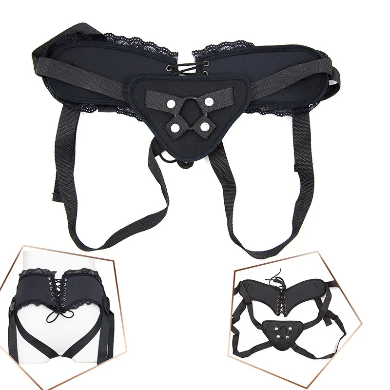 سروال دانتيل أسود، حزام قفل العفة، يمكن للنساء تعليق قضبان اصطناعية، يمزح مع الأزواج، يرتدي ملحقات مثيرة للبالغين 18+ #1