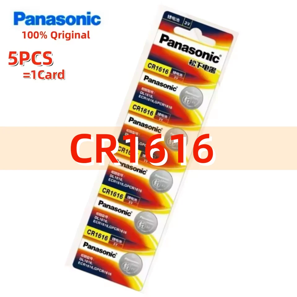 5PCS/1Card Original Panasonic CR1616 3V ECR1616 Lithium Battery Button Coin Cell For Car Key Remote Electronic Watch Pedometer
