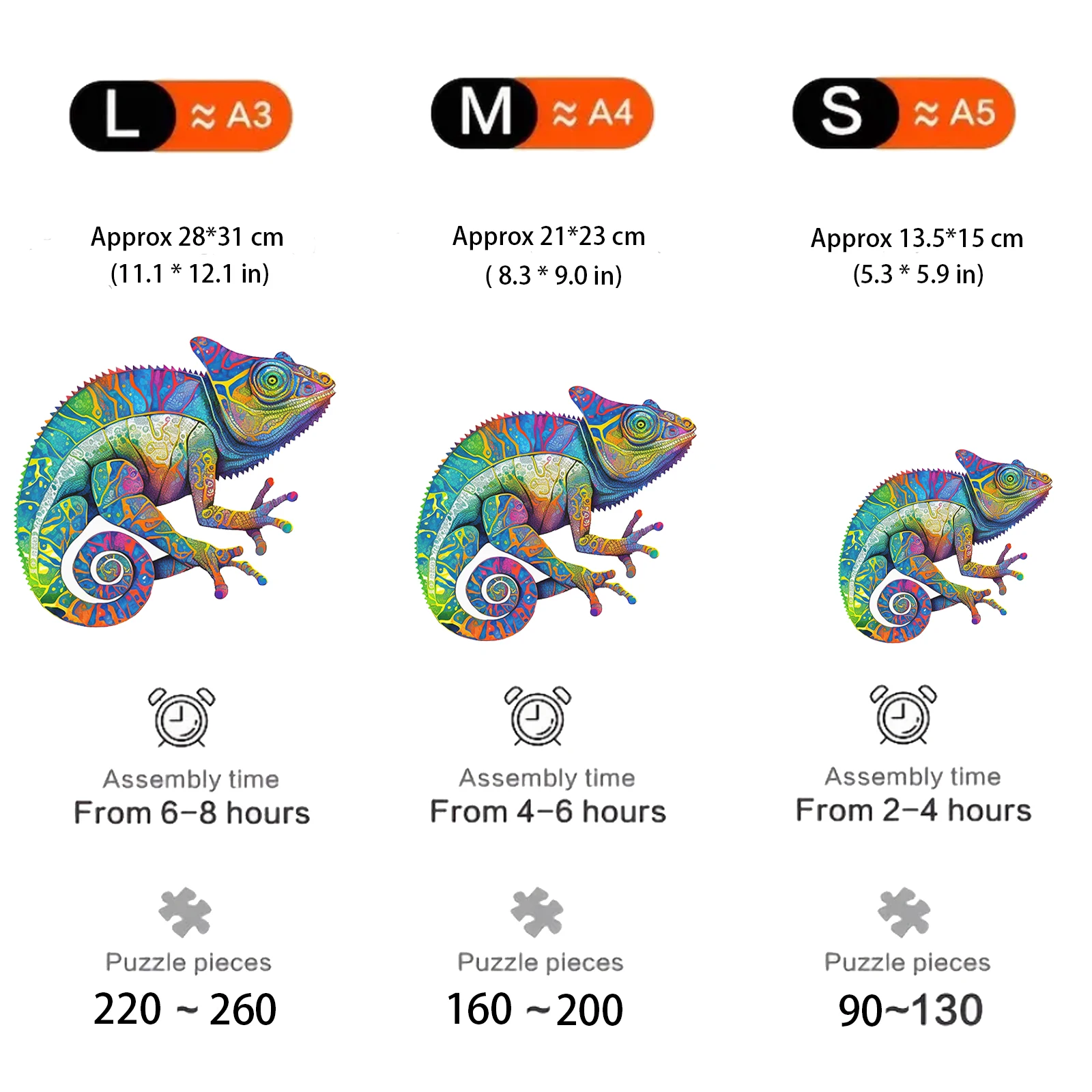 Puzzle en bois à motif caméléon, jouet en forme d'animal irrégulier, meilleur cadeau d'anniversaire pour les vacances