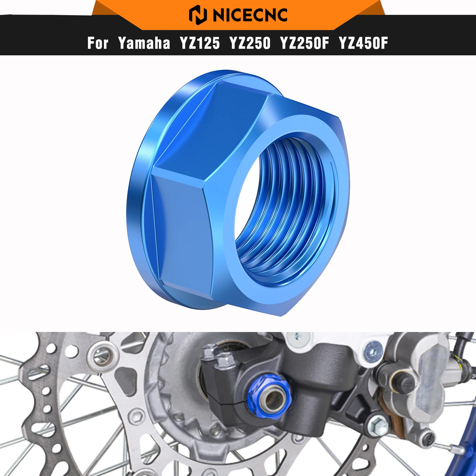 NICECNC M16 X P1.5 Front Wheel Axle Shaft Lock Nut Screw For YAMAHA YZ125 YZ250 2005-2021 YZ250F YZ450F 2005-2013 WR250F WR450F