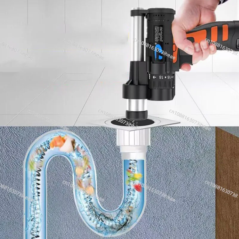 7.5M 800Rpm Electric Drain Spiral Pipe Snake Drain Clog Removal Cordless Drain Cleaner for Toilet Sewer Bathroom Sink and Shower