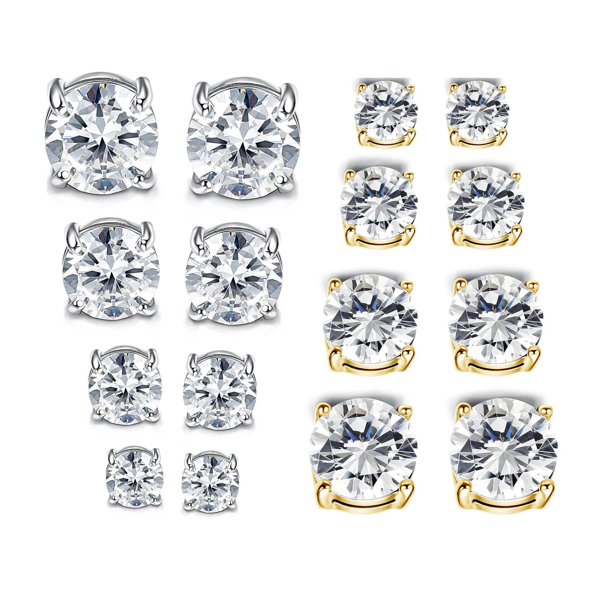 5-8 مللي متر الأقراط المغناطيسية للرجال النساء لامعة مكعب مستدير من الزركونيوم وأقراط غير مثقوب هيبوالرجينيك الفولاذ المقاوم للصدأ 1 زوج #1