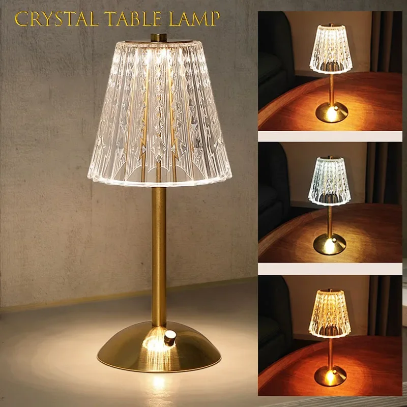 cristal led table lamp com sensor de toque diamante desktop night light decoracao nordica lampadas de mesa bar hotel quarto iluminacao de cabeceira 01