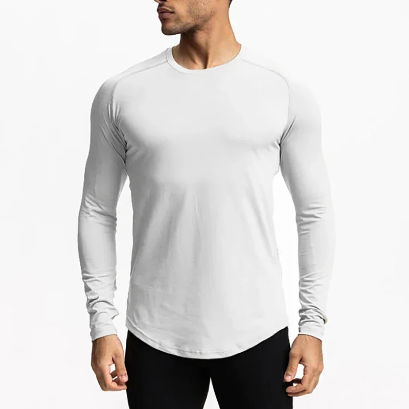 Autumn Quick Drying Running T-Shirts Mens Compression Long Sleeve Shirts Skinny Bodybuilding Fitness Sports Tees Gym Clothing
